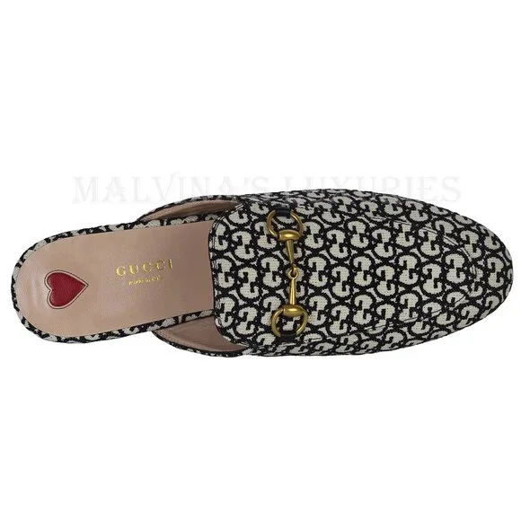 GUCCI SHOES PRINCETOWN HORSEBIT GG JACQUARD SLIPPERS LOAFER MULE sz 39 9 - Picture 9 of 16